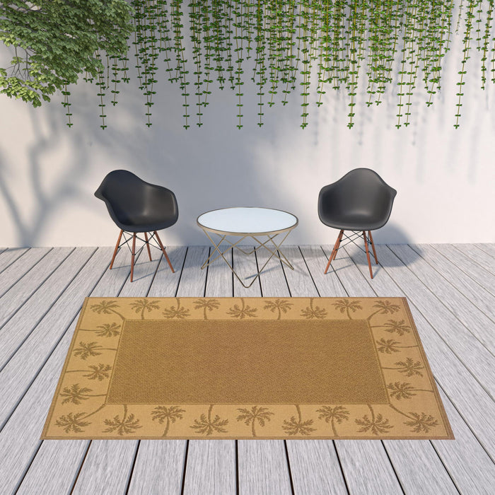 7' X 10' Stain Resistant Outdoor & Indoor Area Rug - Tan