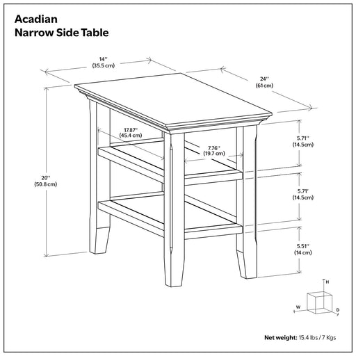 Acadian - Narrow Side Table - Farmhouse Brown Simpli-Home