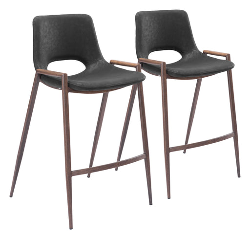 Desi - Counter Stool With Walnut Legs (Set of 2) Zuo Modern