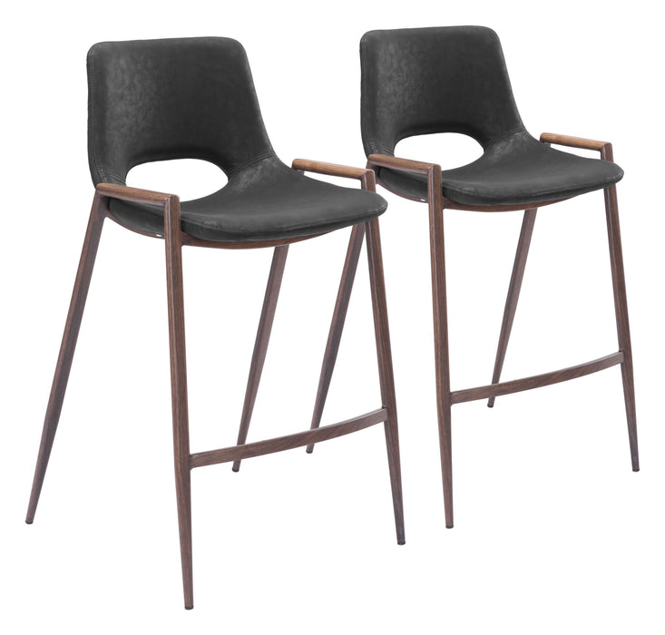 Desi - Counter Stool With Walnut Legs (Set of 2) Zuo Modern