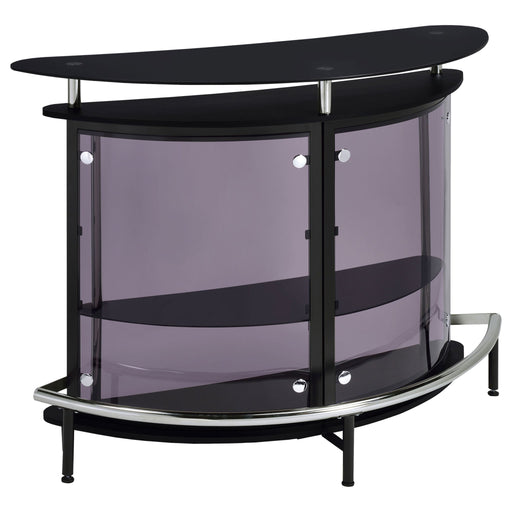 Strick & Bolton - Freestanding Glass Top Home Bar Wine Cabinet With Panels - Black Furniture Max
