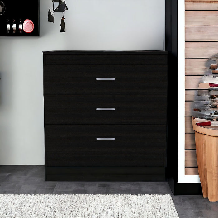 Three Drawer Dresser Wooden - Black