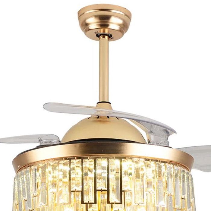 Luxurious Crystal Chandelier Ceiling Fan - Gold