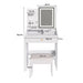 3 Color LED Vanity Mirror With Stool, Dressing Table For Bedroom, 2 Drawers & 5 Storage Cabinets (4 Open + 1 Hidden), Adjustable Lighting - White Home Essentials