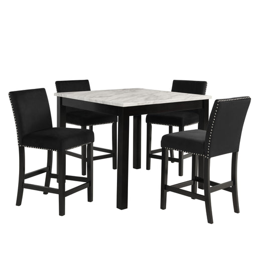 Modern 5 Piece Counter Height Dining Set With Tufted Nail Head Chairs Home Essentials