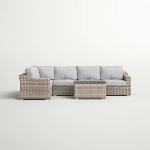 Wicker Outdoor Seating Set With Curved Arms, Plush Cushions, 4 Person - Gray Mix LSI Patio Furniture