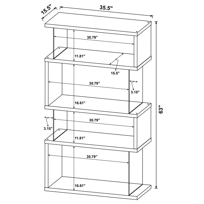 Elias - 4 Shelf Bookshelf With Zigzag Design Furniture Max