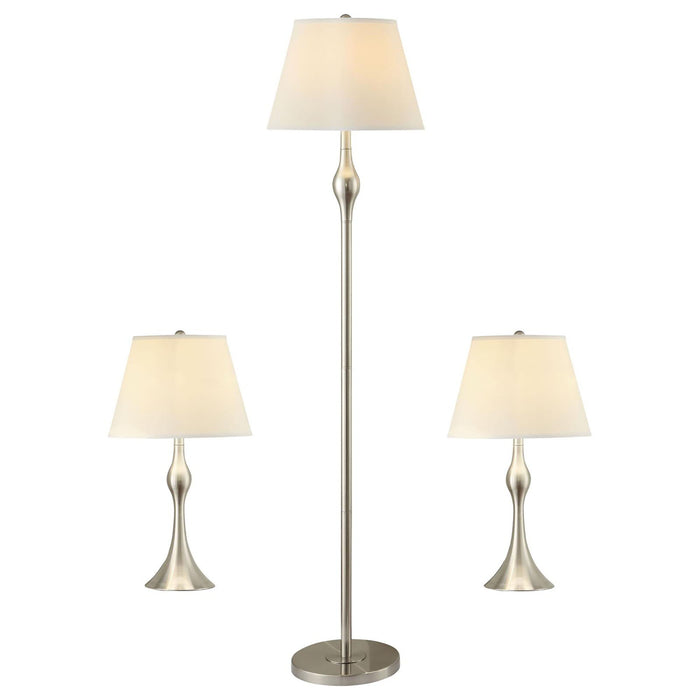3 Piece Lamp Set, Floor Lamp And 2 Table Lamps - Silver Furniture Max