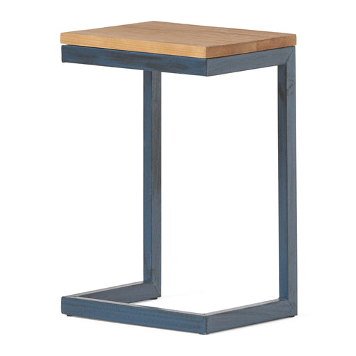 Small C Shaped End Table With Iron Base And Fir Wood Top - Black Noble House