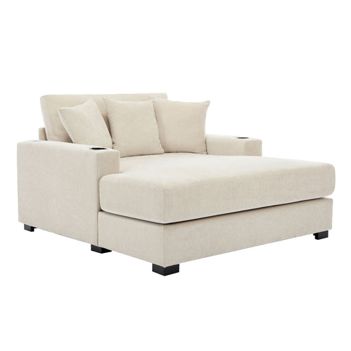Oversized Chaise Lounger Modern Style Sofa Couch With Pillows, Charge Station & Cup Holders Hearth and Haven