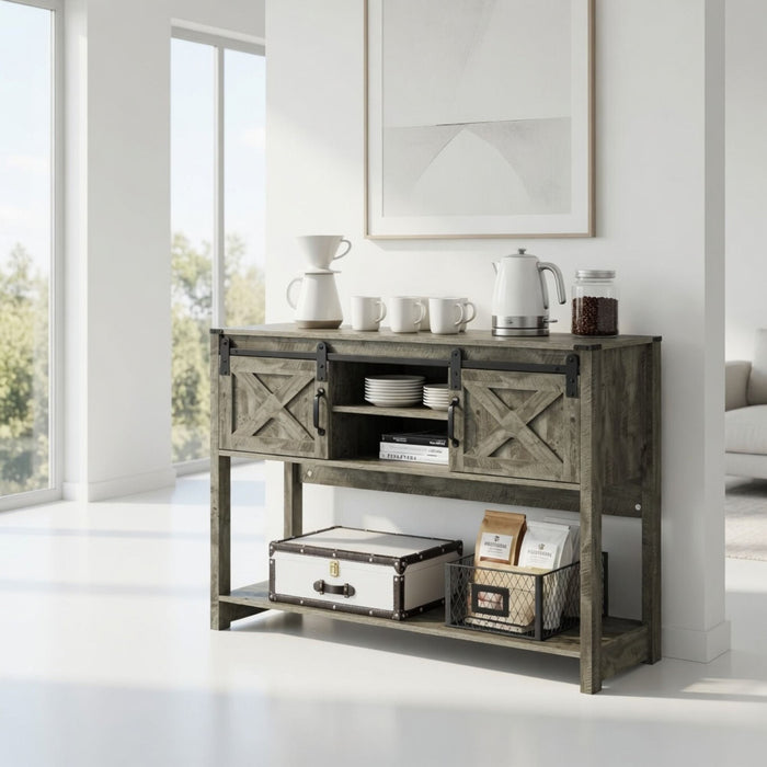 Farmhouse Entryway Table With Sliding Barn Door Home Essentials