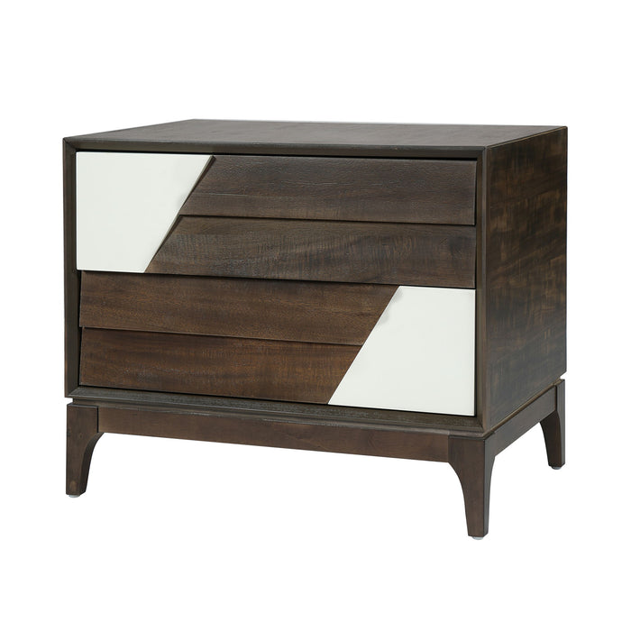 Japandi 2 Drawer Nightstand With Geometric Design Artistry At Home