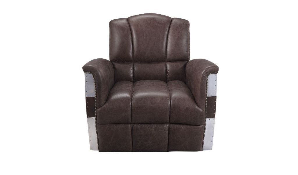 Top Grain Leather And Steel Patchwork Club Chair 35" - Retro Brown