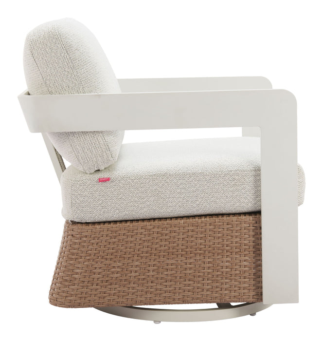 Gelo - Outdoor Swivel Chair - White / Brown Zuo Modern