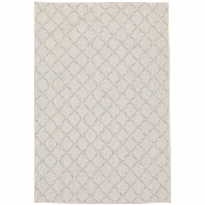 3' X 5' Geometric Stain Resistant Outdoor / Indoor Area Rug - Gray / Ivory