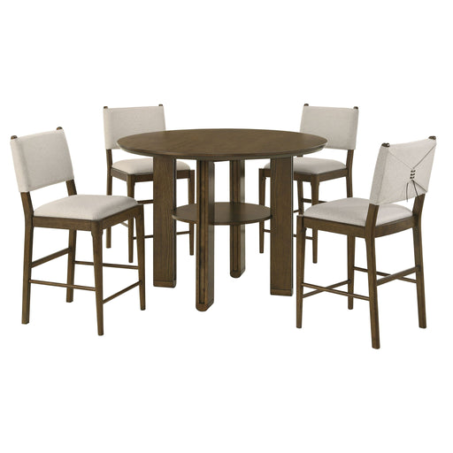 Crispin - 5 Piece Counter Height Dining Set With Upholstered Chairs - Brown Furniture Max