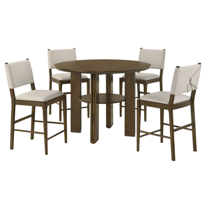 Crispin - 5 Piece Counter Height Dining Set With Upholstered Chairs - Brown Furniture Max