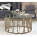 Round Glass Top Table With Polished Metal Base Furniture Max