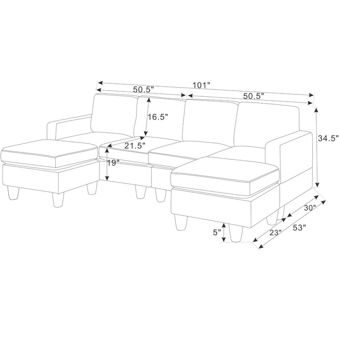 Modular Sectional With 2 Ottomans Home Essentials