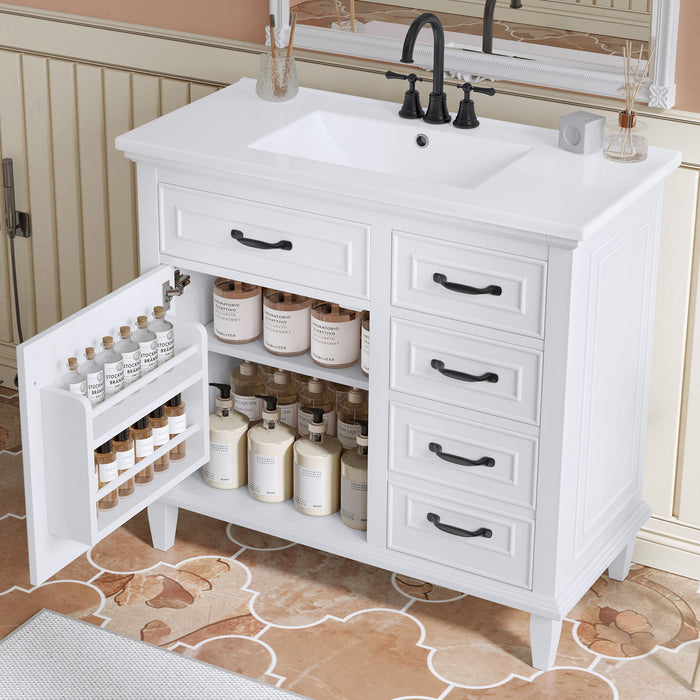 Modern Bathroom Vanity With Sink Top, Flip Drawers, Adjustable Shelf Hearth and Haven