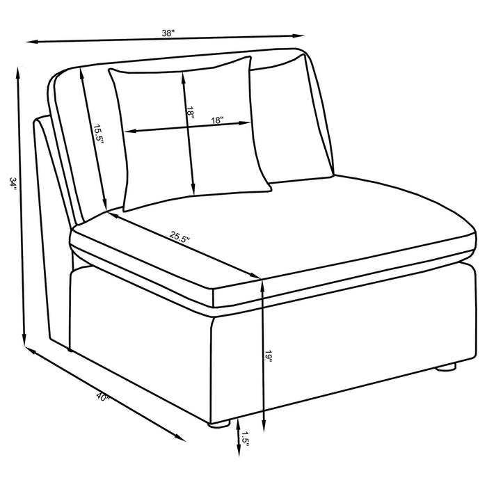 Greeley - Upholstered Armless Chair - Warm Gray