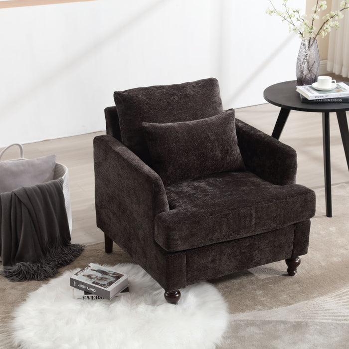 Coolmore Wood Frame Armchair, Modern Accent Chair Lounge Chair For Living Room, Black