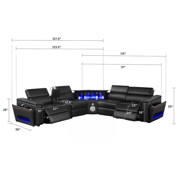 Nova - Sectional With Bluetooth Speaker, LED And Lifting Wine Cabinet Matrix Furniture Group
