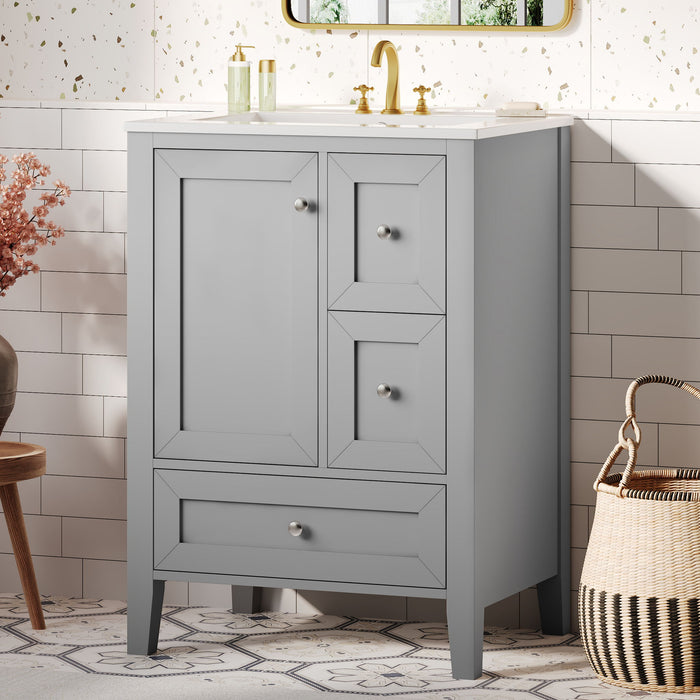 Modern Bathroom Vanity With Sink, Freestanding Cabinet With Drawers And Shelves Hearth and Haven