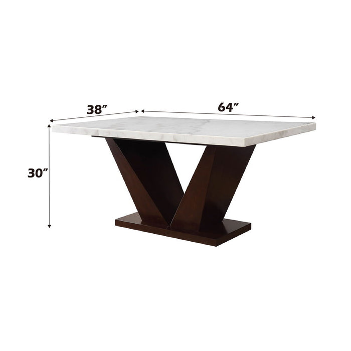 Forbes - Dining Table With Marble Top - White Marble Top & Walnut