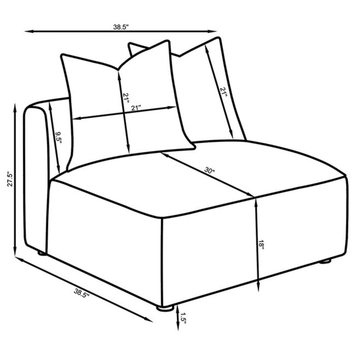 Amherst - Armless Chair With Accent Pillow - Gray Furniture Max