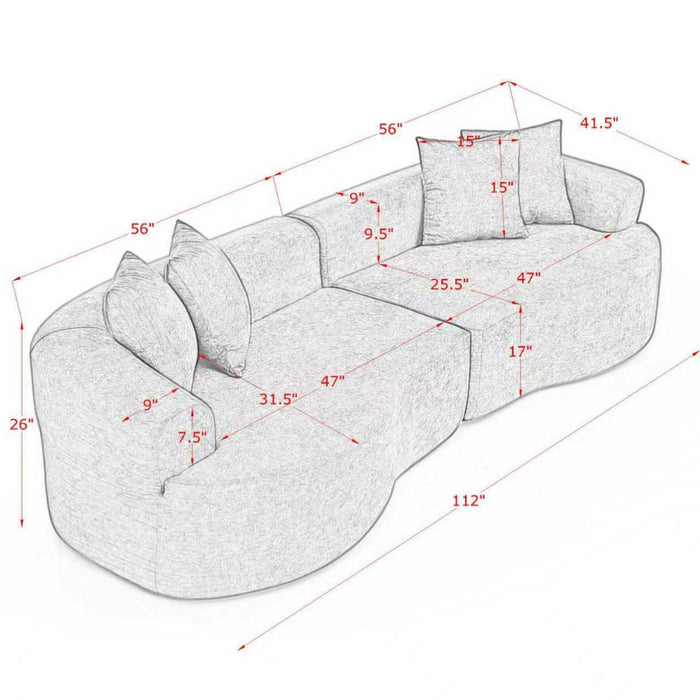 4 Seater Curved Cloud Sectional Sofa Home Essentials