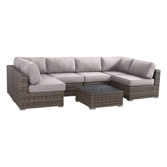 6 Person Wicker Seating Group With Premium Cushions - Gray Mix LSI Patio Furniture