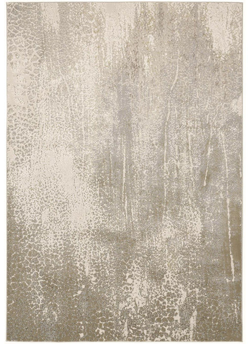 Abstract Area Rug - Ivory Gray And Gold