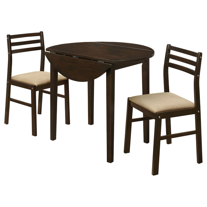 3 Piece Dining Set With Drop Leaf Table And Upholstered Chairs Furniture Max