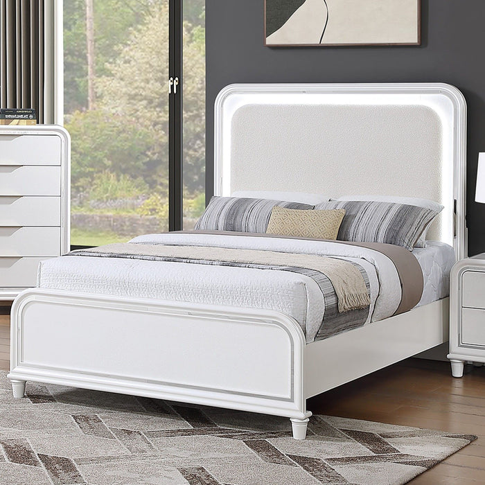 Bed With LED Lights Panel Headboard And Footboard Frame Home Essentials