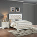 Eastern King Size Bed With LED Lights And Mirror Trim - Cream / Ivory Home Essentials