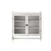 Vintage Double Door Wall Cabinet With Three Tiers Storage And Towel Rack - White Washed Home Essentials