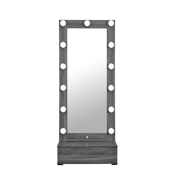 Lorena - Tall Mirror With Drawer And Speakers LED Lighting - Gray Global Furniture USA