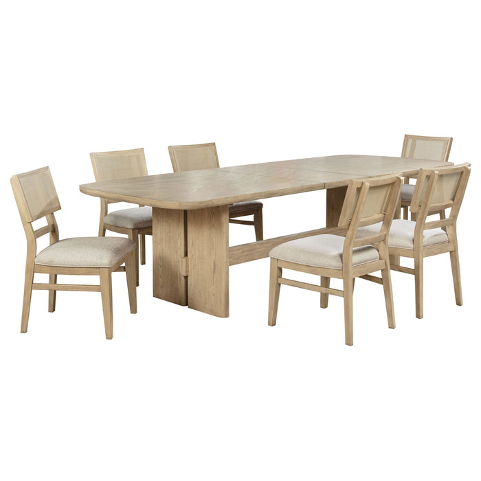 7 Piece Rectangular Dining Table Set With Chair - Oak Furniture Max