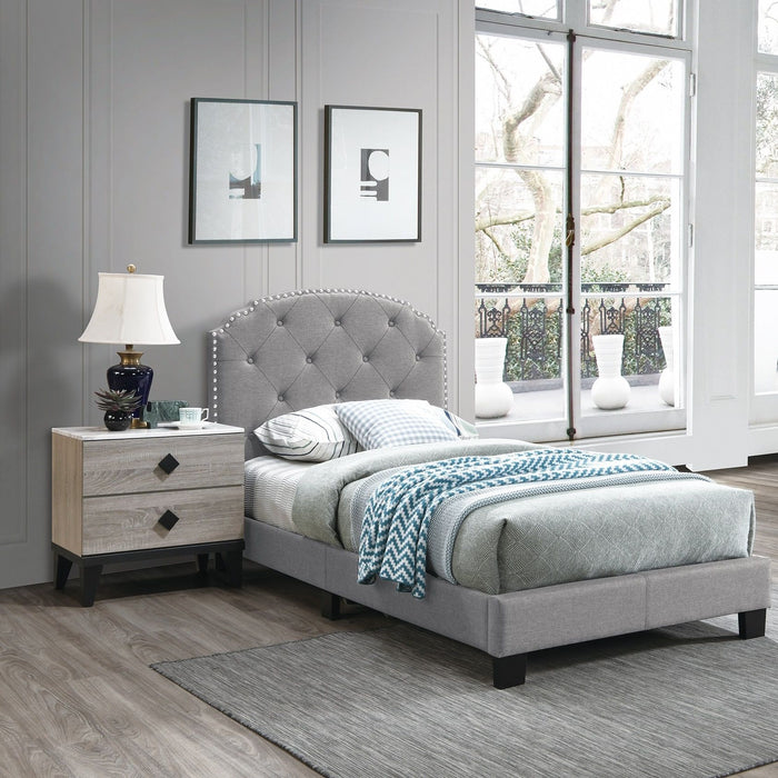 Button Tufted Bed With Nailhead Trim Home Essentials