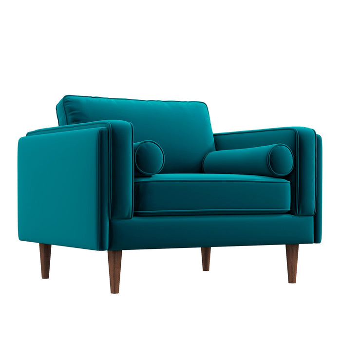 Amber Velvet Lounge Chair - Blue / Velvet - Fabric