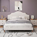 King Size, Upholstered Platform Bed Frame With Adjustable Headboard, No Box Spring Needed - White Home Essentials
