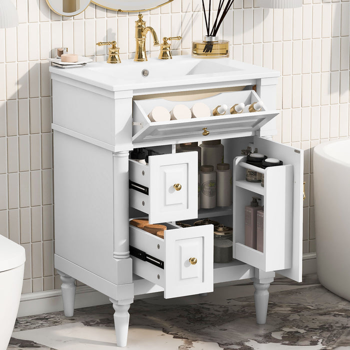 Freestanding Bathroom Vanity With Sink, Adjustable Shelf & Flip Drawer Hearth and Haven