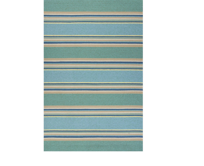 3' X 5' Striped Handmade Indoor / Outdoor Area Rug - Blue