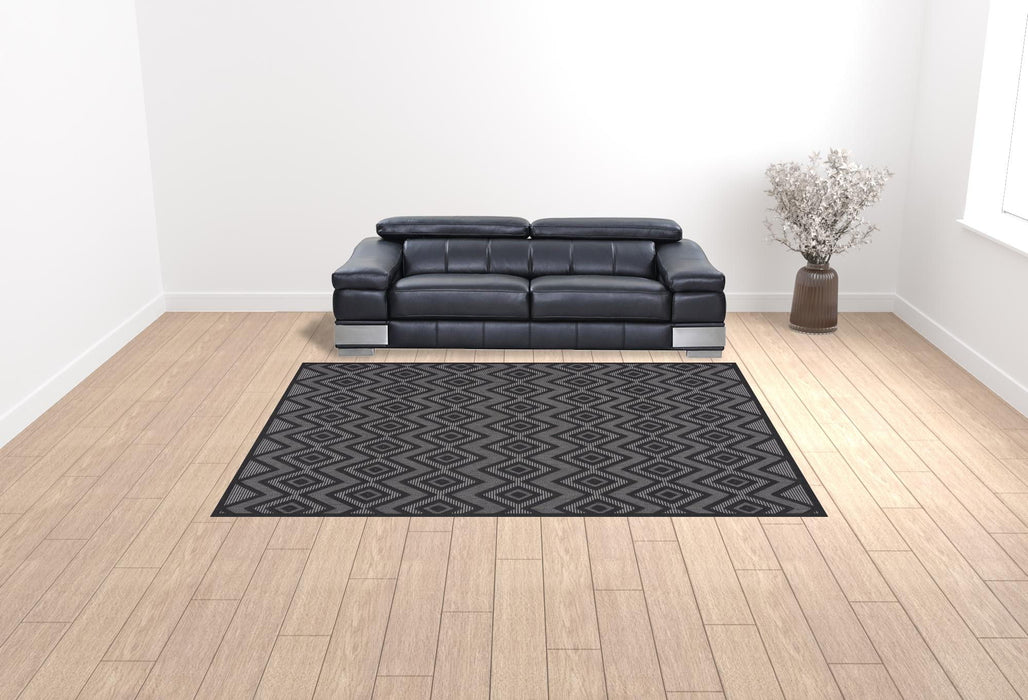 9' X 12' Area Rug Geometric Flatweave - Black