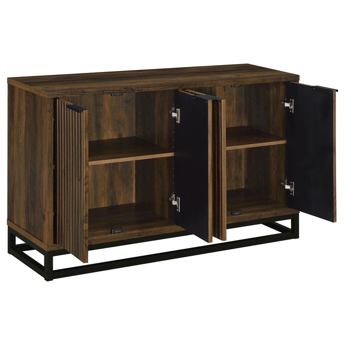 Thurston - 4 Door Accent Cabinet Carved Doors - Dark Brown Furniture Max