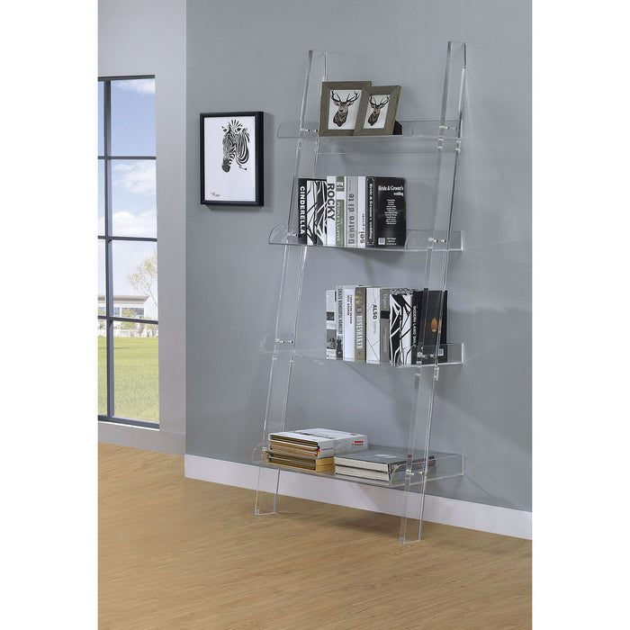 Cimarron - Ladder Bookcase With 4 Shelves - Clear Furniture Max