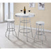 Midge - 3 Piece Round 1950S Bistro Pub Bar Table Set With Upholstery - White Furniture Max