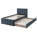 Contemporary Style Bed With Trundle Upholstered Headboard And Footboard Grid Pattern Home Essentials