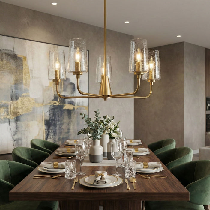 Dazzle - 5 Lights Chandelier With Clear Seeded Satin - Antique Brass / Clear / Gold Ashcroft Furniture